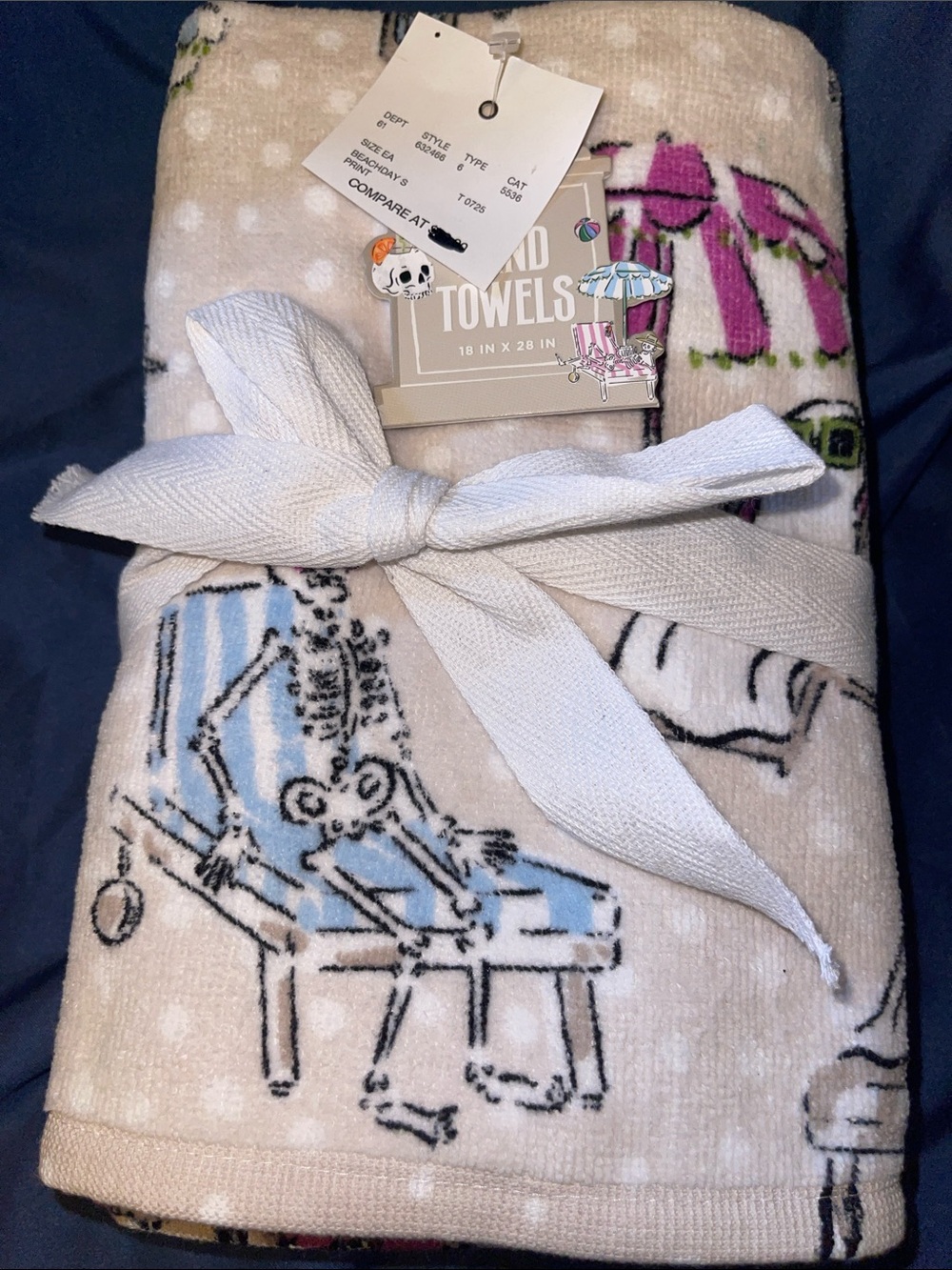 Halloween Set of 2 Hand Towels - Cream with Halloween Accents